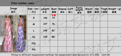 印花雪紡長裙 夏季時尚 優雅V領 荷葉邊
