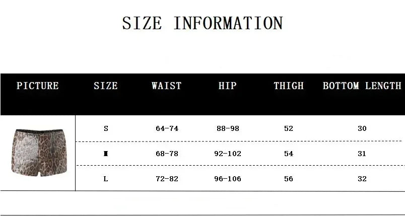 Shorts elegantes y brillantes con estampado de leopardo retro de WhereMery