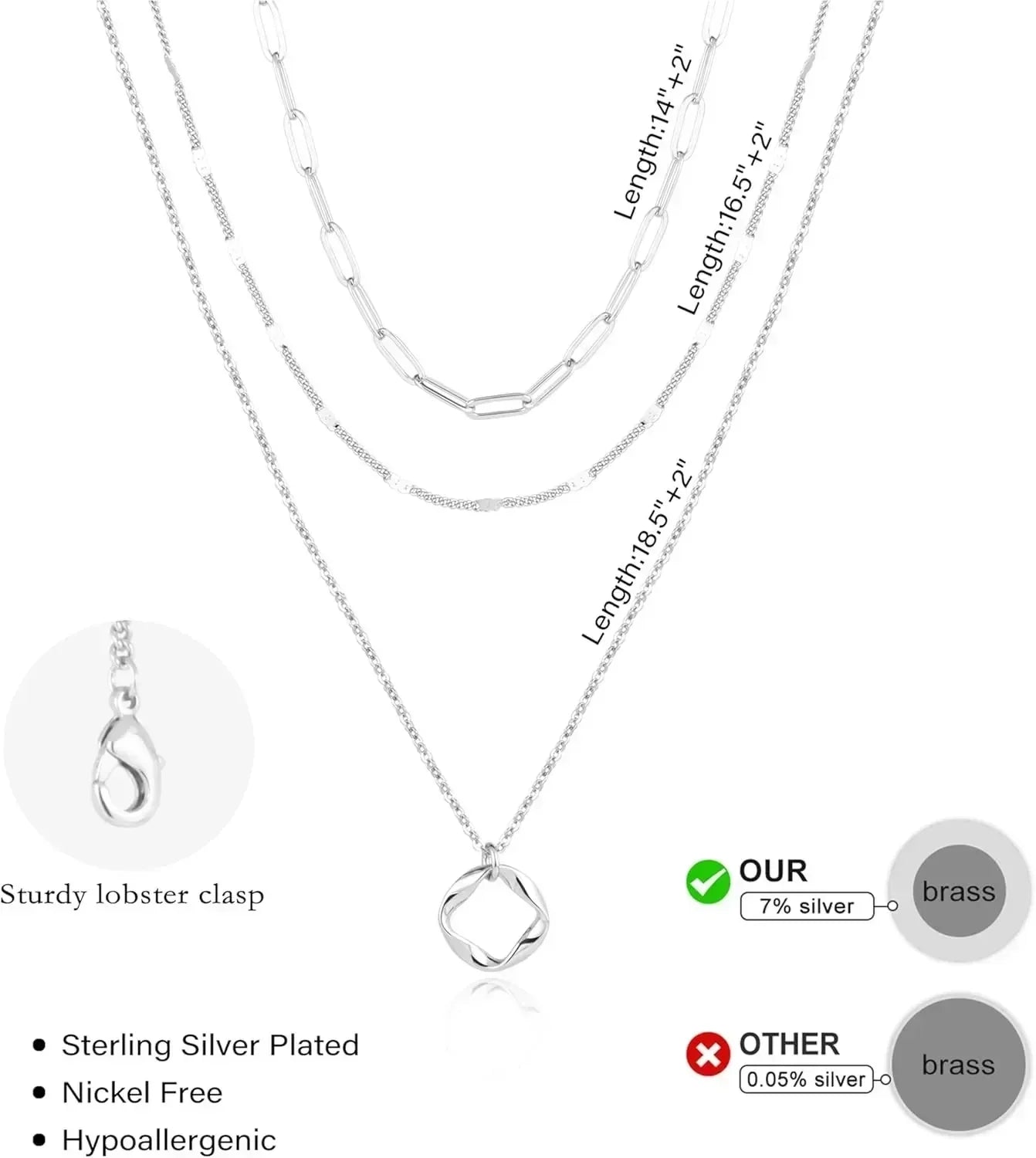 Collares de oro en capas para mujer, apilables, chapados en oro de 14 quilates, con cadena de clip circular, colgante y gargantilla para mujer.