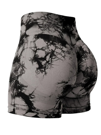 2024 Summer New 16 Color Sexy Tie Dye Shorts Woman Fitness Seamless Butt Lifting Shorts One Pieces Activewear Running Outdoors