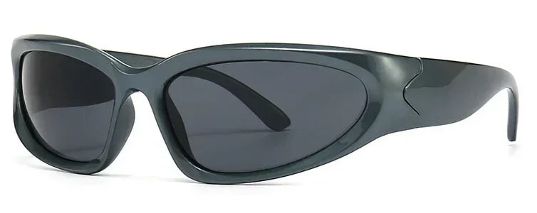 獨特的Y2K設計師奢華太陽眼鏡，女士長方形大框太陽眼鏡，男士戶外防紫外線經典2000S黑色款