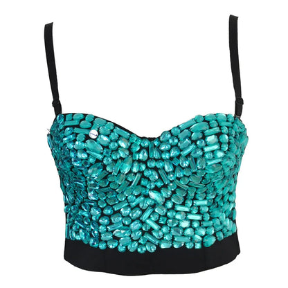 Hand Sewn Beaded Suspender Bra Top