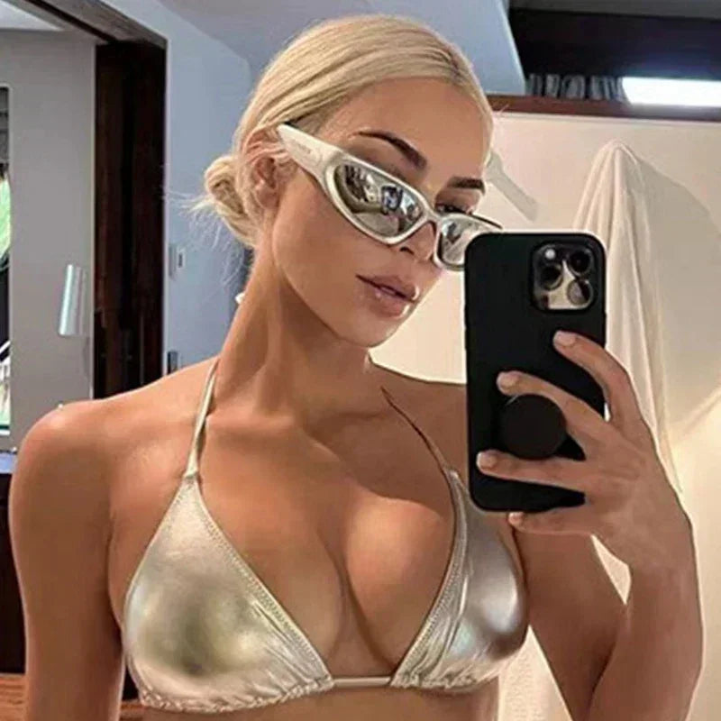 獨特的Y2K設計師奢華太陽眼鏡，女士長方形大框太陽眼鏡，男士戶外防紫外線經典2000S黑色款