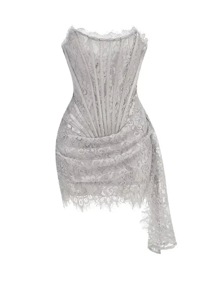 性感蕾絲透視拼接緊身胸衣連身裙