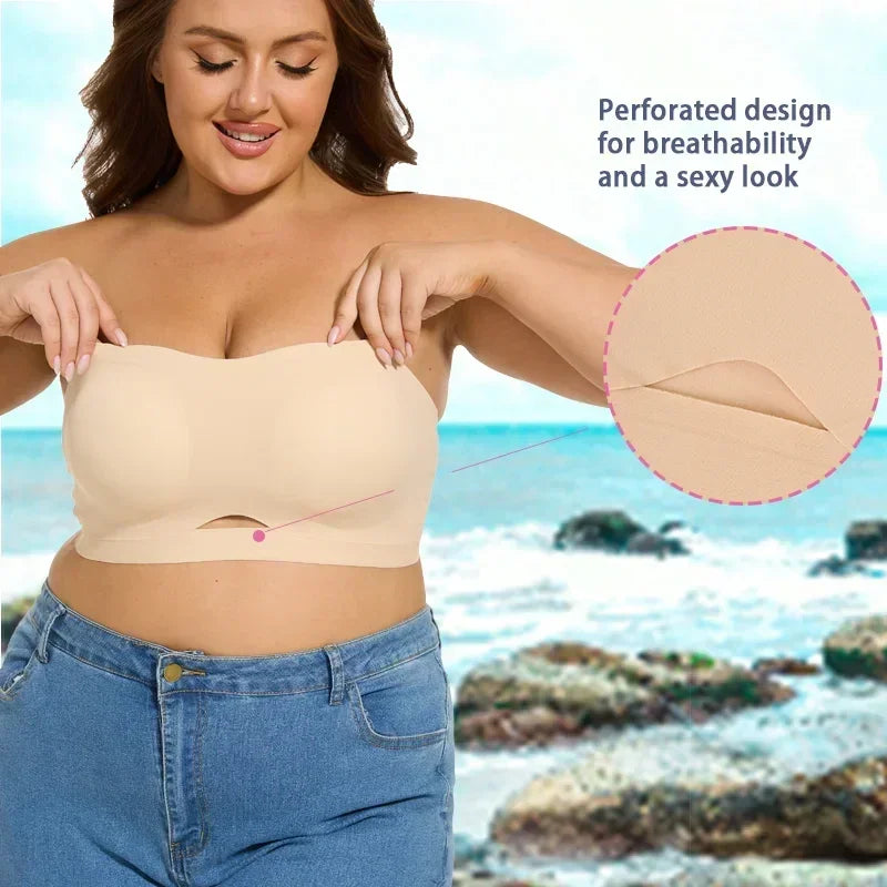 女士性感大尺碼聚攏文胸，柔軟透氣，無鋼圈，防滑無縫，可拆卸肩帶和罩杯。