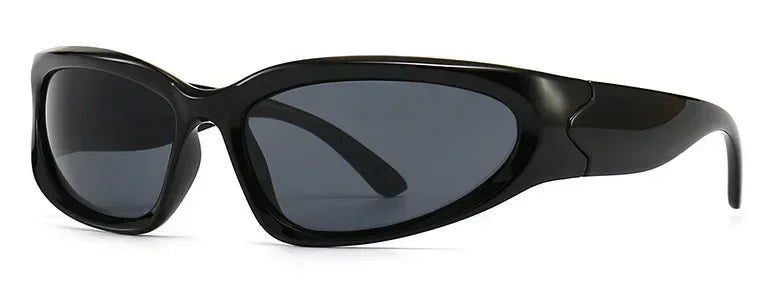 獨特的Y2K設計師奢華太陽眼鏡，女士長方形大框太陽眼鏡，男士戶外防紫外線經典2000S黑色款