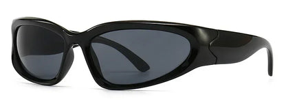 獨特的Y2K設計師奢華太陽眼鏡，女士長方形大框太陽眼鏡，男士戶外防紫外線經典2000S黑色款