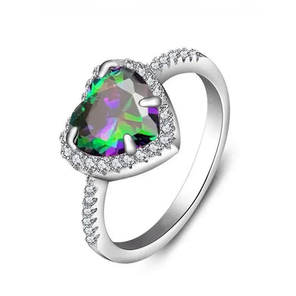 Anillo de corazón de melocotón europeo y americano para mujer, personalizado, con forma de corazón, circón con incrustaciones de diamantes, joyería de moda al por mayor, 2025