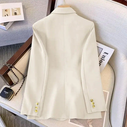 女士春秋季純色長袖修身領夾克西裝外套