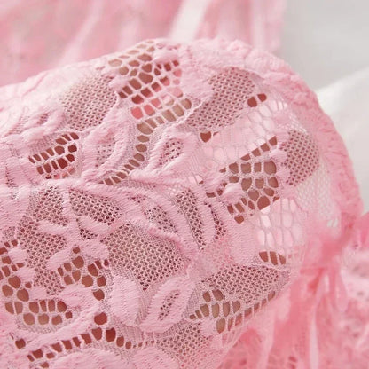 性感內衣套裝 女士情趣胸罩睡裙 性感蕾絲睡衣 純色修身柔軟連身裙 V領全襯裙睡衣連身裙