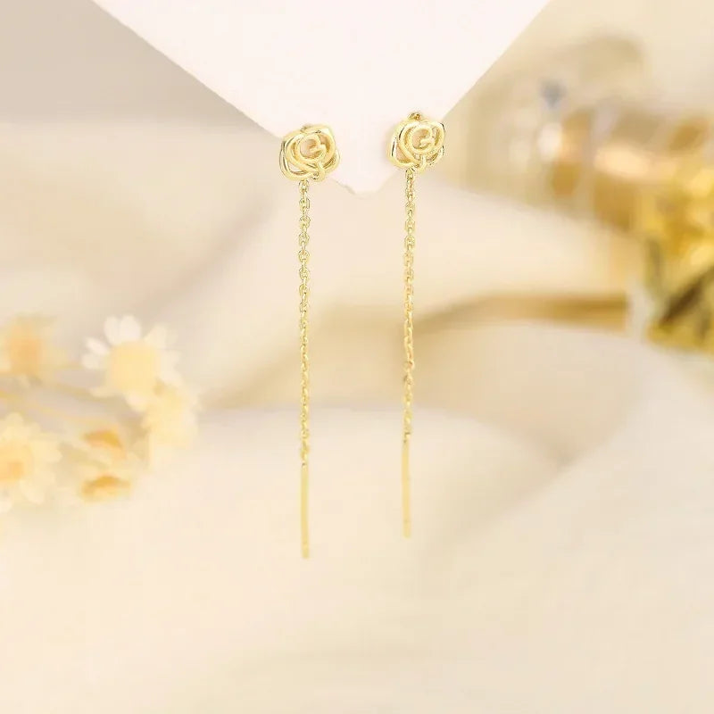 Pendientes de plata 925 para mujer, pendientes largos con borlas, pendientes de moda con forma de estrella de circonita.