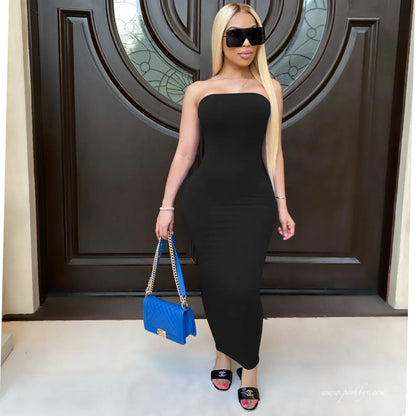 性感裹胸洋裝 | 無袖夏季長裙