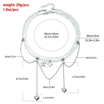 Collar de cuentas de corazón de moda para mujer, estilo bohemio, elegante, con cadena de cristal irregular, gargantilla Y2K, exquisito regalo de fiesta, accesorios de joyería