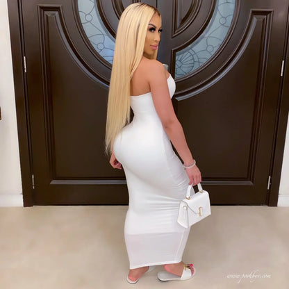 性感裹胸洋裝 | 無袖夏季長裙