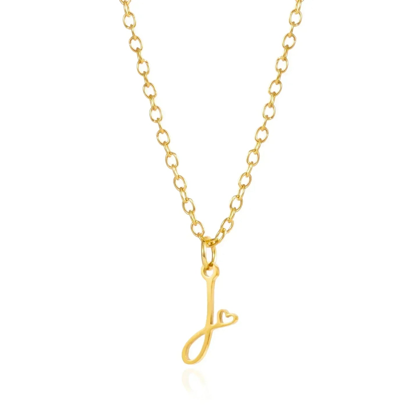 Collar de acero inoxidable con colgante de corazón y 26 letras iniciales para mujer, color dorado, con alfabeto de la A a la Z, regalo de cumpleaños