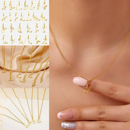 Collar de acero inoxidable con colgante de corazón y 26 letras iniciales para mujer, color dorado, con alfabeto de la A a la Z, regalo de cumpleaños