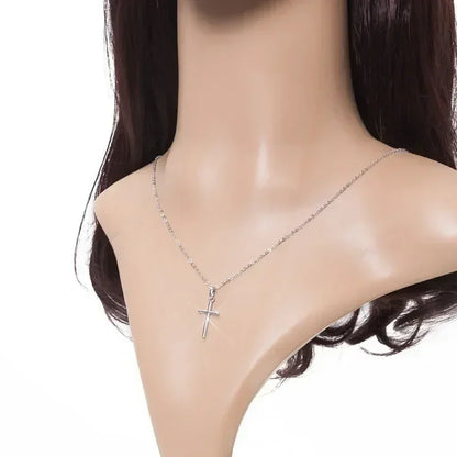 Collar con colgante de cruz de circonita de lujo, color dorado claro y plateado, para hombres y mujeres, accesorio de cadena de joyería.