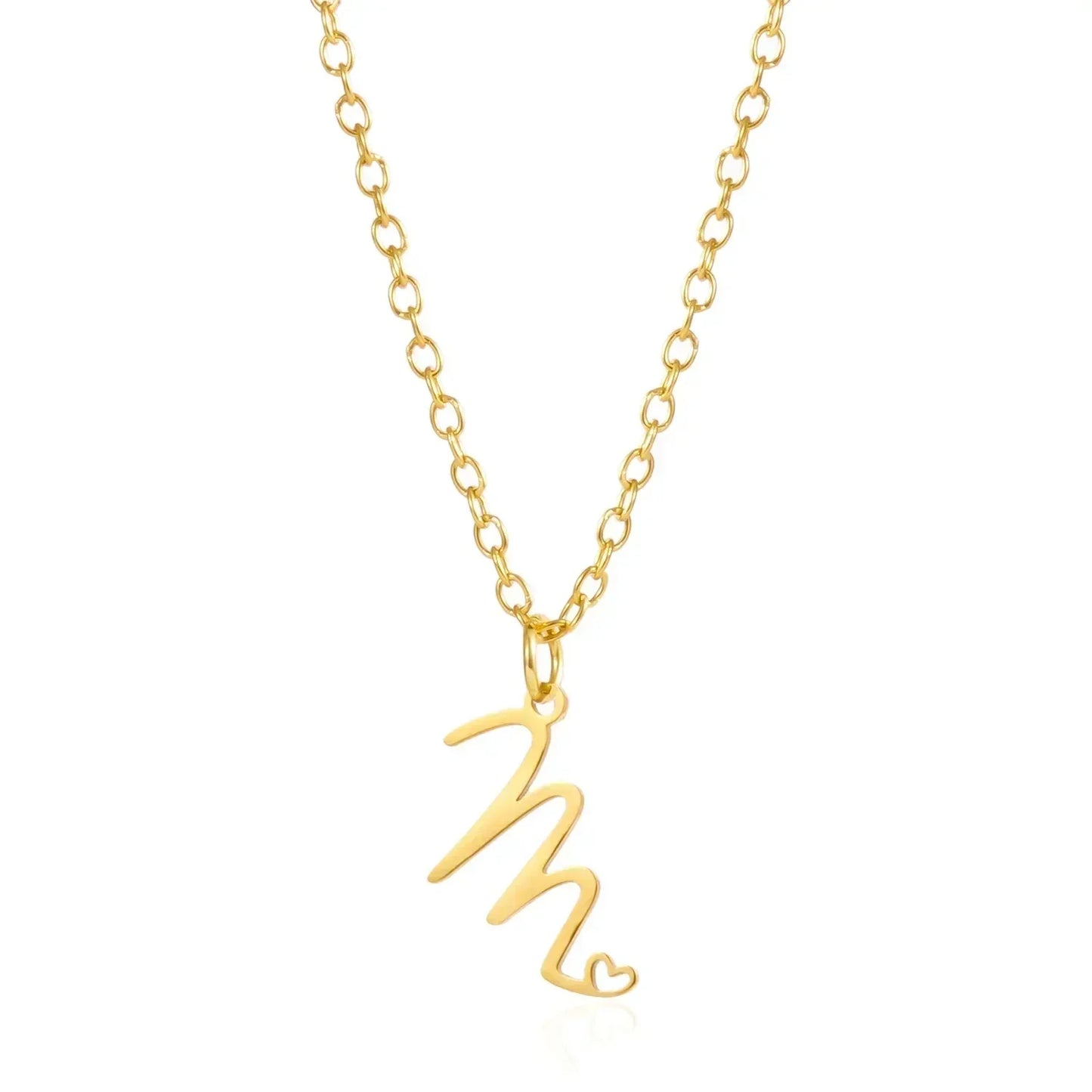 Collar de acero inoxidable con colgante de corazón y 26 letras iniciales para mujer, color dorado, con alfabeto de la A a la Z, regalo de cumpleaños