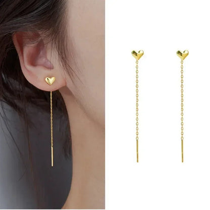 Pendientes de plata 925 para mujer, pendientes largos con borlas, pendientes de moda con forma de estrella de circonita.