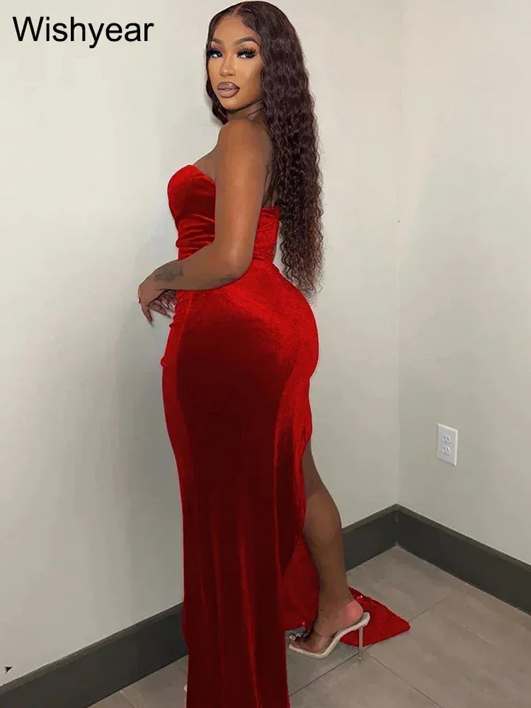 Vestido largo ajustado elegante y brillante de Wishyear