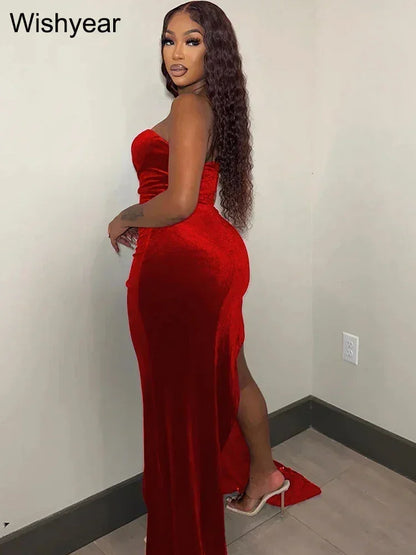 Vestido largo ajustado elegante y brillante de Wishyear
