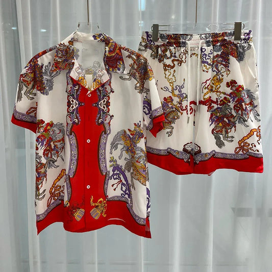 Conjunto de pantalones cortos de playa casuales de vacaciones para hombre