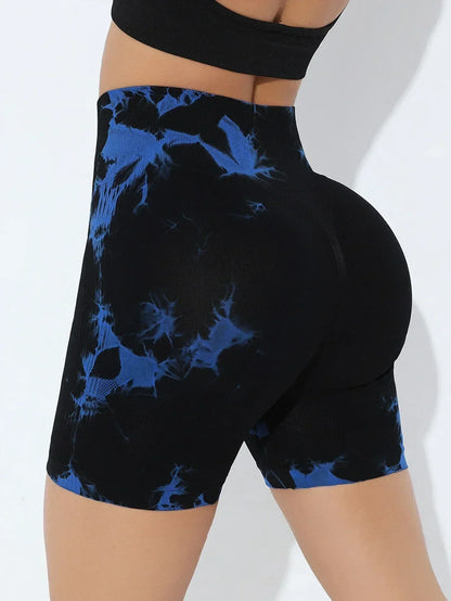 2024 Summer New 16 Color Sexy Tie Dye Shorts Woman Fitness Seamless Butt Lifting Shorts One Pieces Activewear Running Outdoors