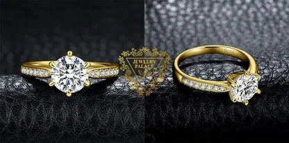 Anillo de compromiso de boda en plata de ley S925 con moissanita color D de JewelryPalace, redondo, 0,5 ct, 1 ct, 1,5 ct, 2 ct y 3 ct, para mujer