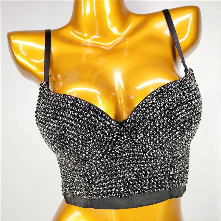 Embellished Halter Bra Crop Top
