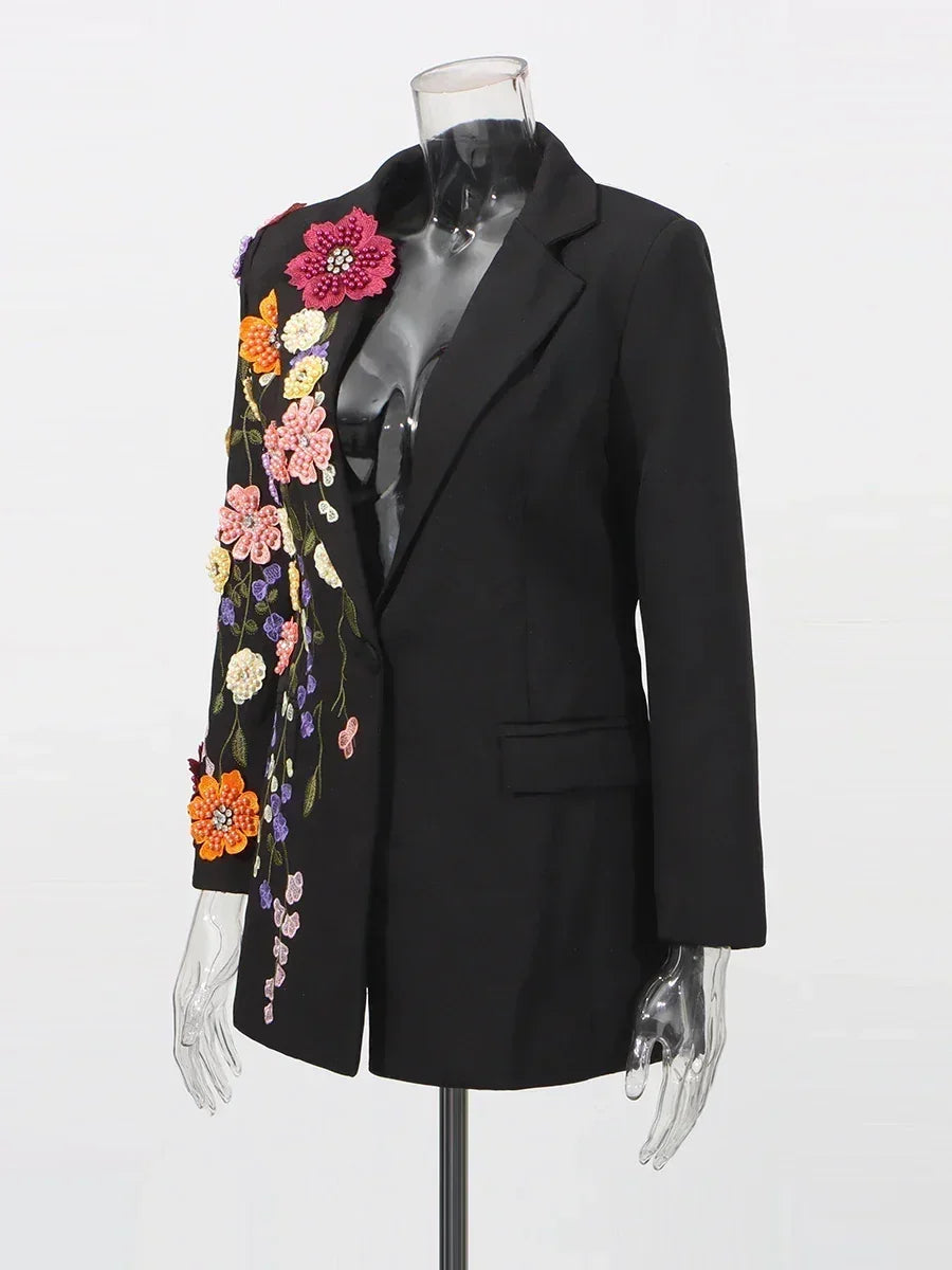 Blazers de moda con apliques empalmados de colores llamativos