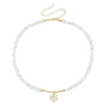 Collar de cuentas de corazón de moda para mujer, estilo bohemio, elegante, con cadena de cristal irregular, gargantilla Y2K, exquisito regalo de fiesta, accesorios de joyería