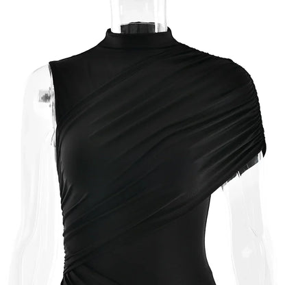 Vestido mini plisado irregular | Vestido urbano con borlas en el dobladillo