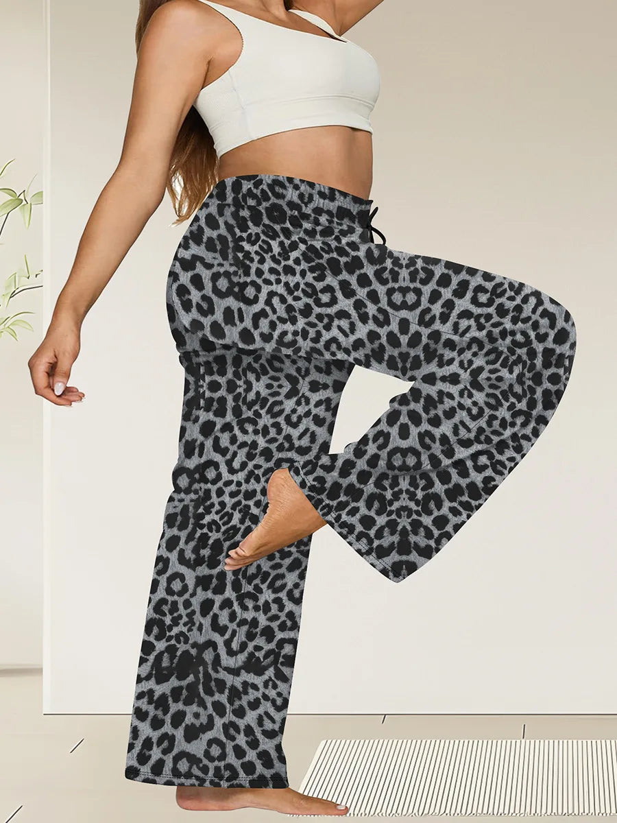 Plus Size Wide Leg  European Fit Straight Pockets Loose Elastic Waist Pants