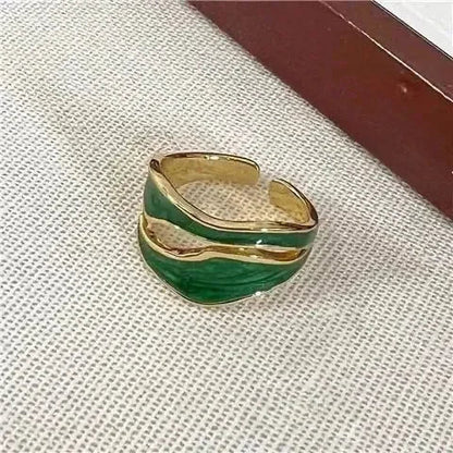 Anillo ajustable abierto geométrico de forma irregular de metal esmaltado blanco vintage para mujer y niña, joyería, regalo de cumpleaños, Anillo para hombre