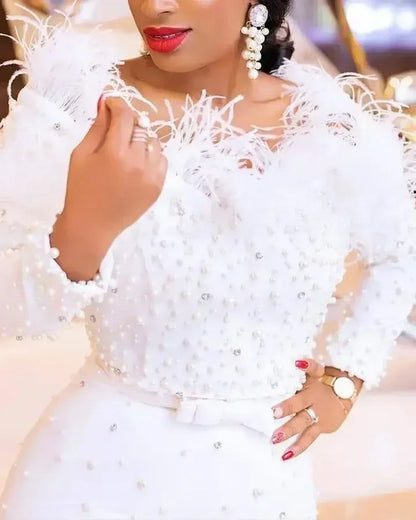 Vestido sexy con cuentas y cuello halter para mujer