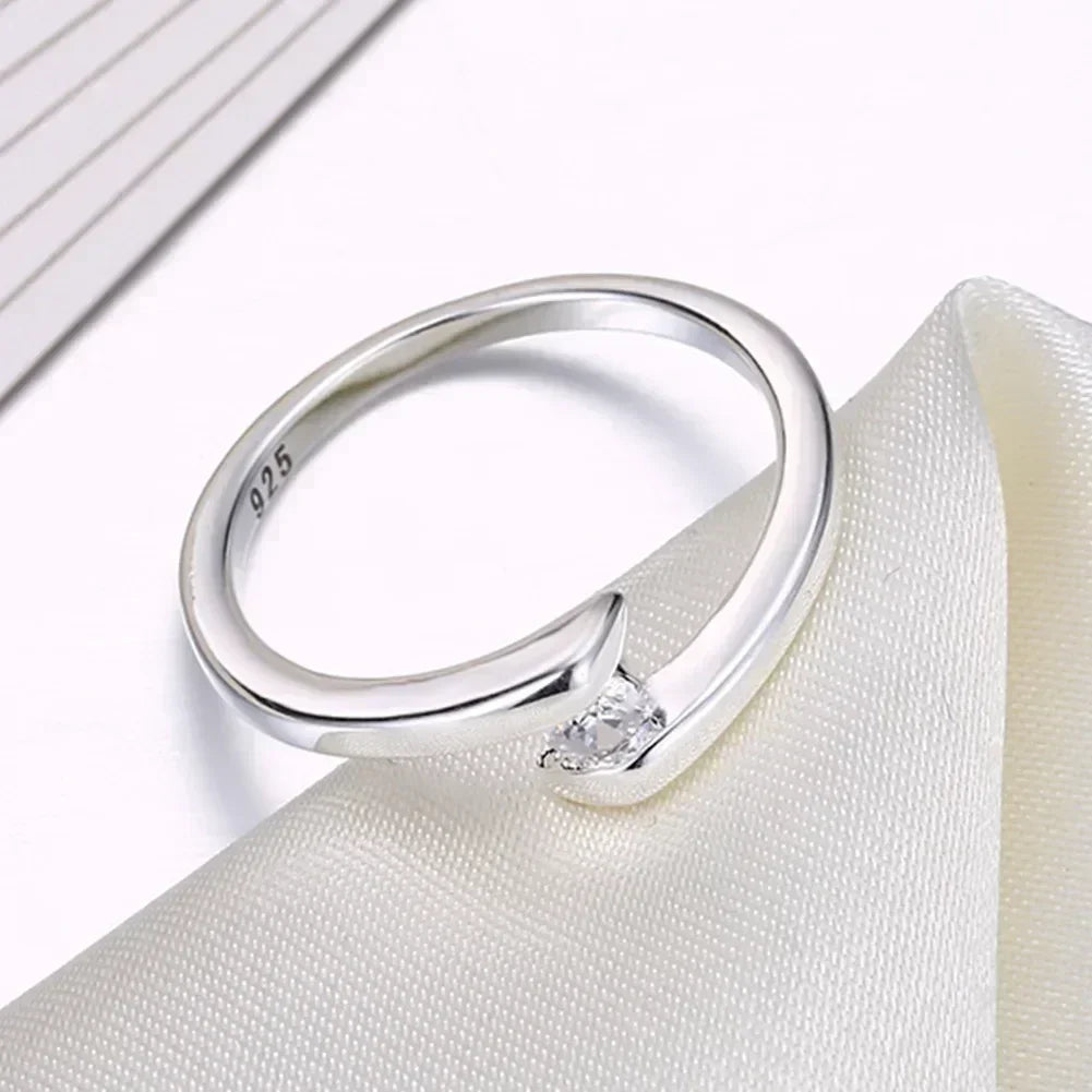 Anillo de plata de ley 925 para mujer, talla 7-10, circonita brillante, fina, simple, regalo de boda, joyería para fiesta, accesorios al por mayor