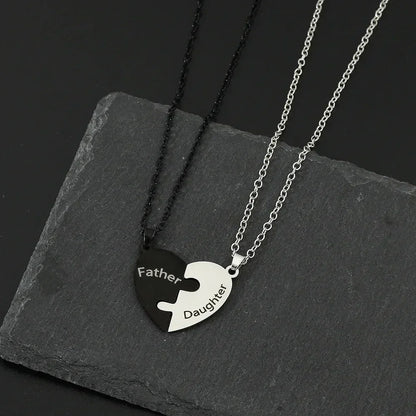 Collar con colgante de rompecabezas de corazón de amor para padre, madre, hijo e hija, joyería de acero inoxidable para mujer, regalo para el Día de la Madre