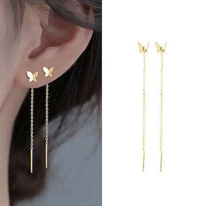 Pendientes de plata 925 para mujer, pendientes largos con borlas, pendientes de moda con forma de estrella de circonita.
