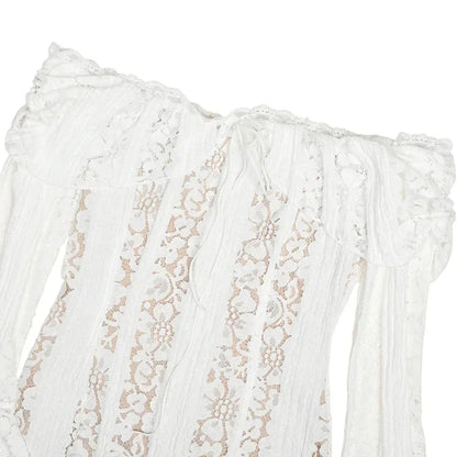 Oligai 女士蕾絲修身迷你連身裙，露肩性感長袖夜店派對連身裙，優雅秋季連身裙