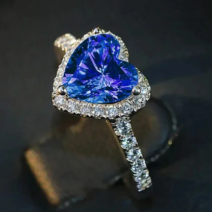 Anillo de corazón de melocotón europeo y americano para mujer, personalizado, con forma de corazón, circón con incrustaciones de diamantes, joyería de moda al por mayor, 2025