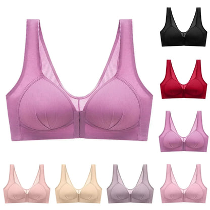 WTEMPO 大尺寸薄款無鋼圈前扣棉質文胸，聚攏舒適內衣，柔軟系列