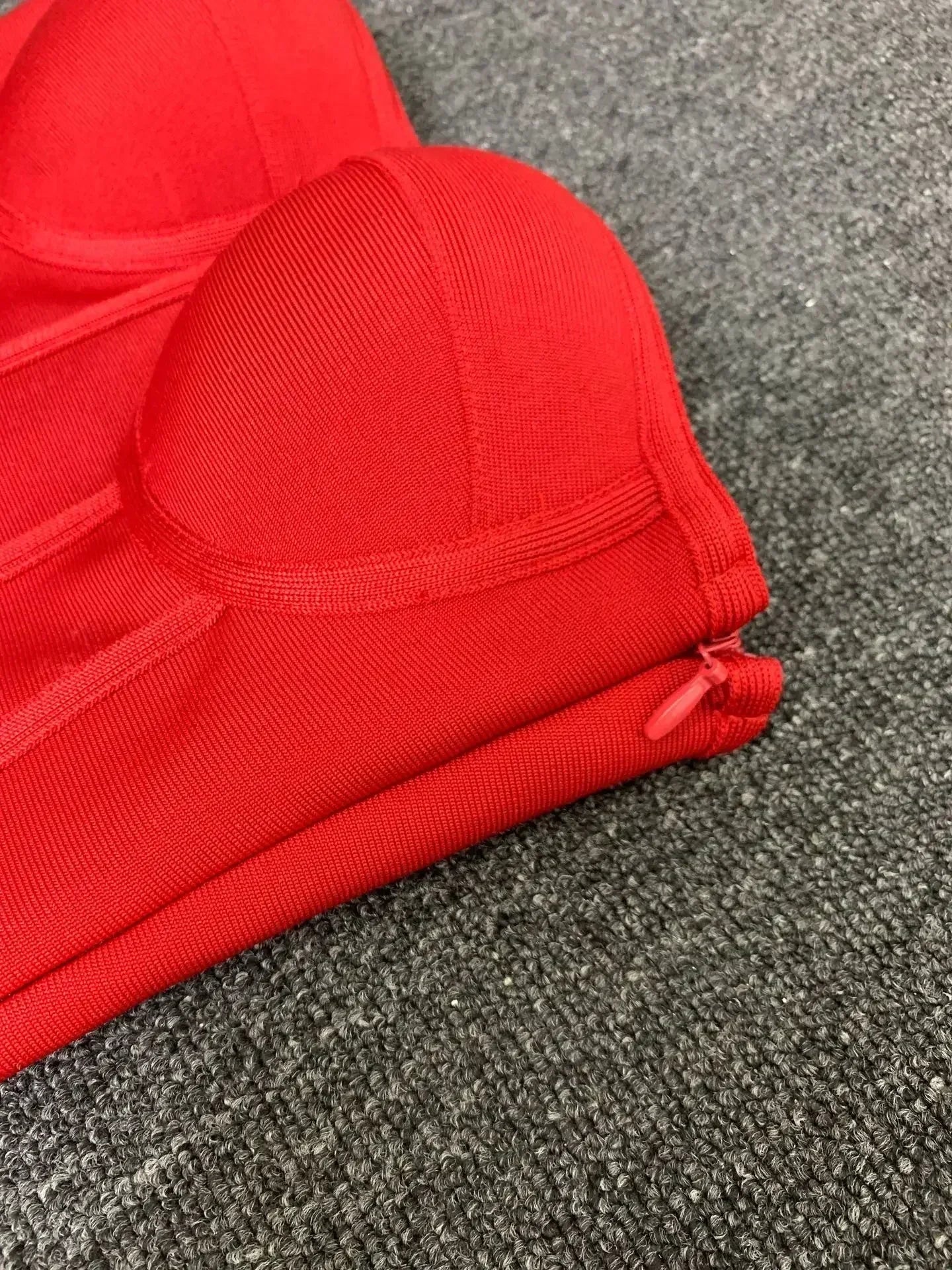 Real Photos Women New Bandage Dress Strapless Laced Up Back Flowers Hem Bodycon