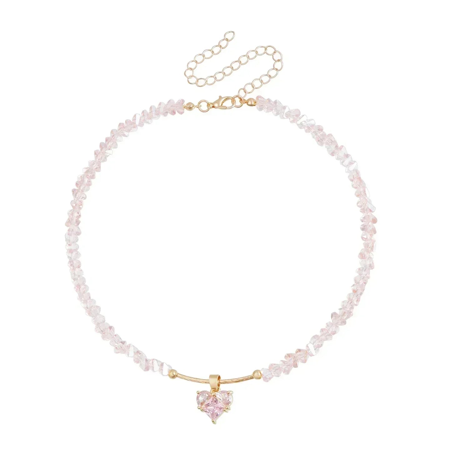 Collar de cuentas de corazón de moda para mujer, estilo bohemio, elegante, con cadena de cristal irregular, gargantilla Y2K, exquisito regalo de fiesta, accesorios de joyería