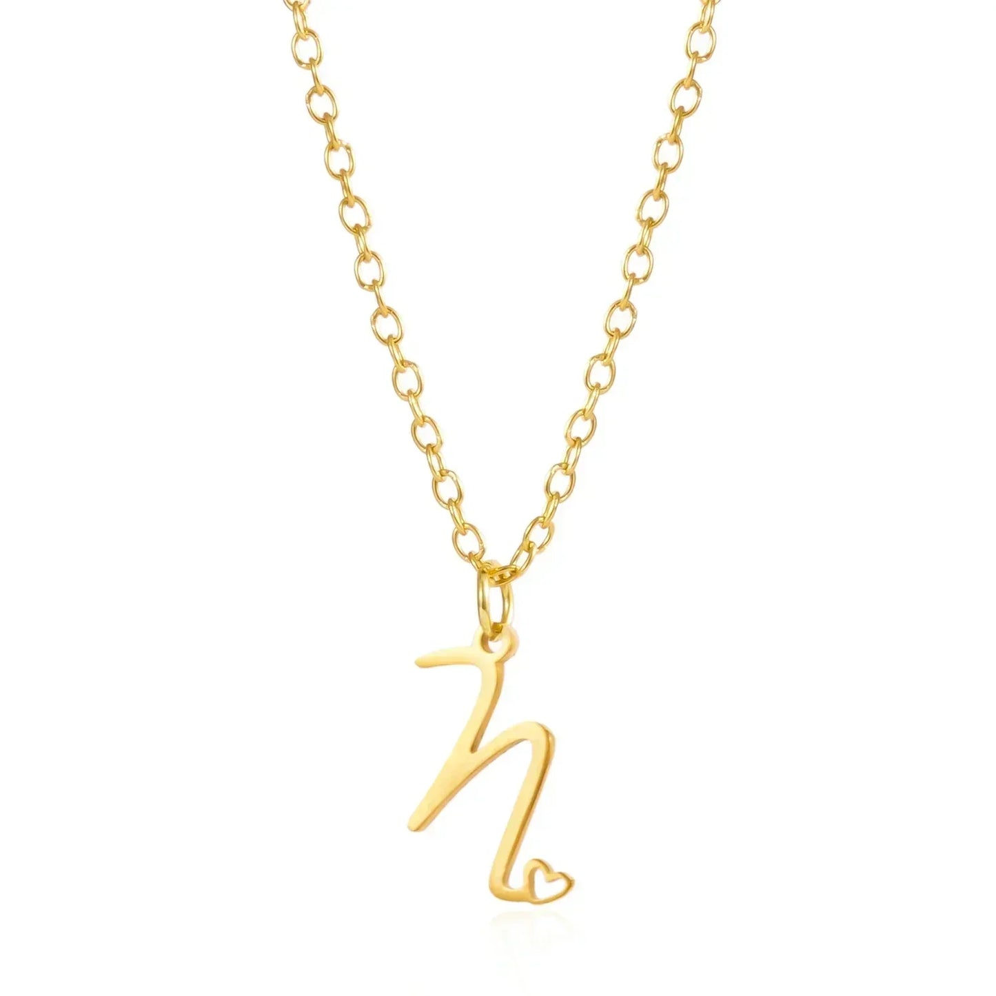 Collar de acero inoxidable con colgante de corazón y 26 letras iniciales para mujer, color dorado, con alfabeto de la A a la Z, regalo de cumpleaños