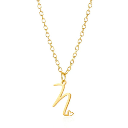 Collar de acero inoxidable con colgante de corazón y 26 letras iniciales para mujer, color dorado, con alfabeto de la A a la Z, regalo de cumpleaños