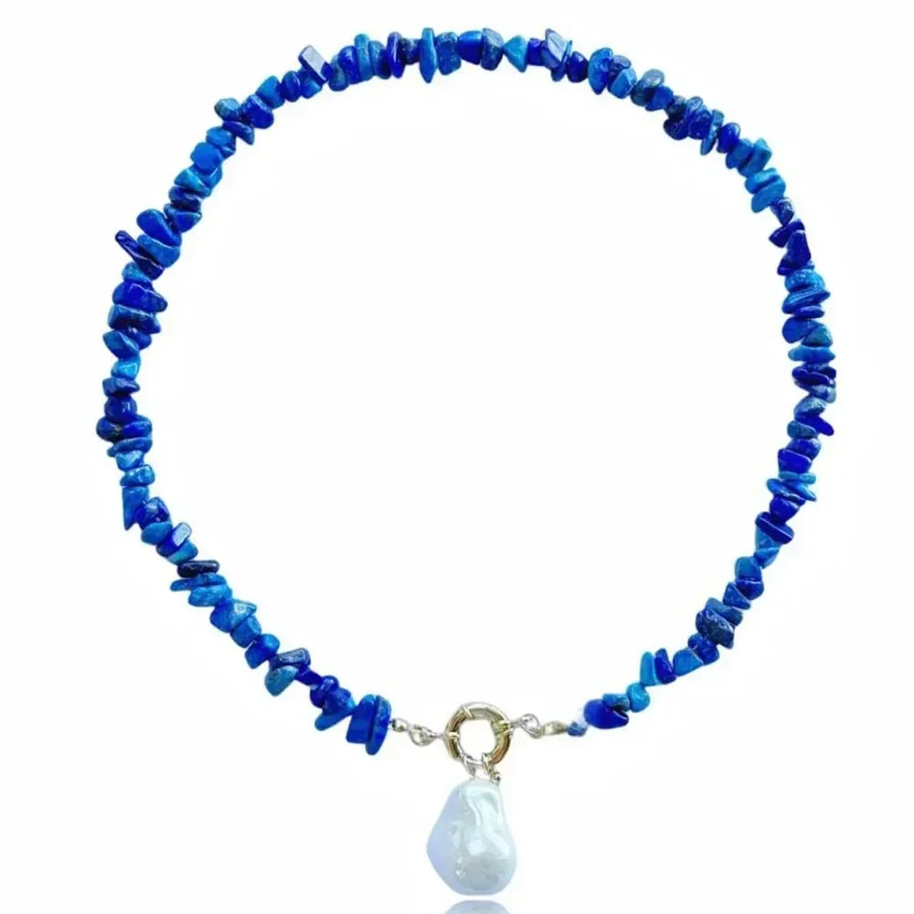 Elegante collar gargantilla con colgante de perla Barlot de imitación, cadena de piedra natural para niñas, joyería de tendencia, regalos de boda y vacaciones X0294