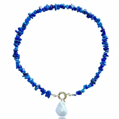 Elegante collar gargantilla con colgante de perla Barlot de imitación, cadena de piedra natural para niñas, joyería de tendencia, regalos de boda y vacaciones X0294