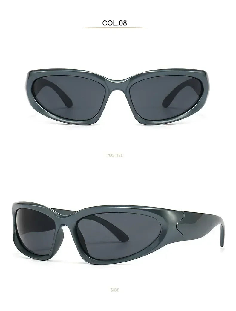 獨特的Y2K設計師奢華太陽眼鏡，女士長方形大框太陽眼鏡，男士戶外防紫外線經典2000S黑色款
