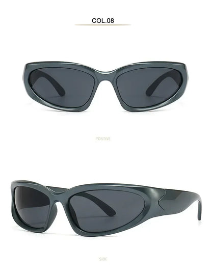 獨特的Y2K設計師奢華太陽眼鏡，女士長方形大框太陽眼鏡，男士戶外防紫外線經典2000S黑色款