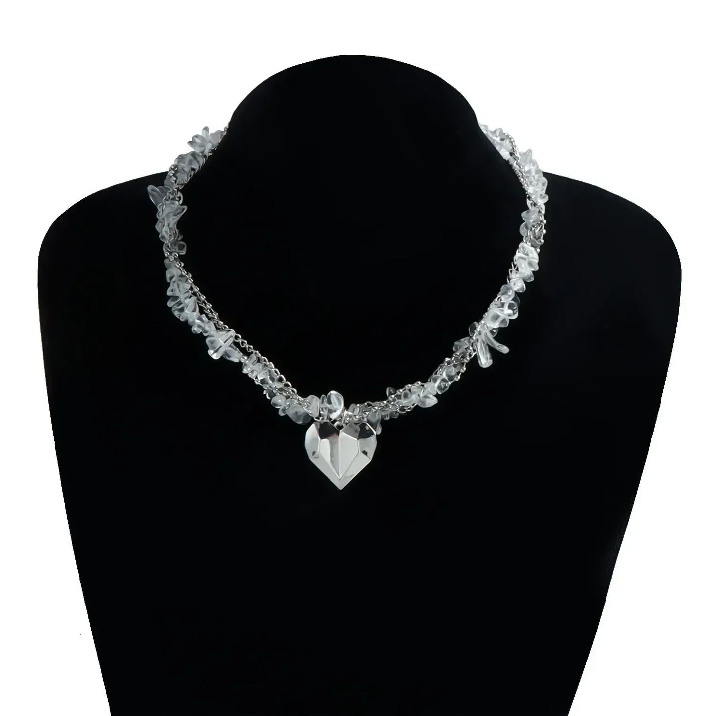 Collar de cuentas de corazón de moda para mujer, estilo bohemio, elegante, con cadena de cristal irregular, gargantilla Y2K, exquisito regalo de fiesta, accesorios de joyería